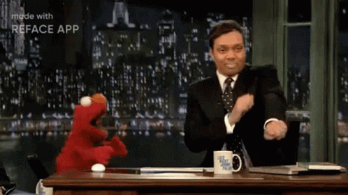 Elmo Dancing With Tv Host GIF