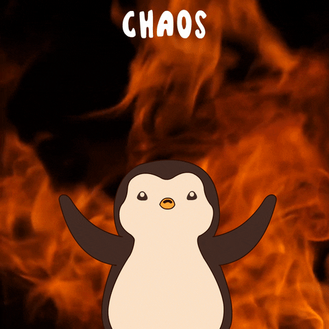 Elmo Fire Chaos Pudgy Penguins GIF