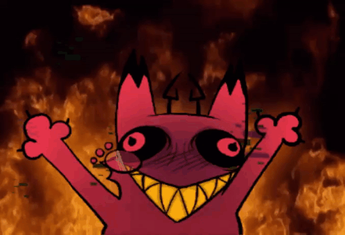 Elmo Fire Crazy Evil Pink Cat GIF
