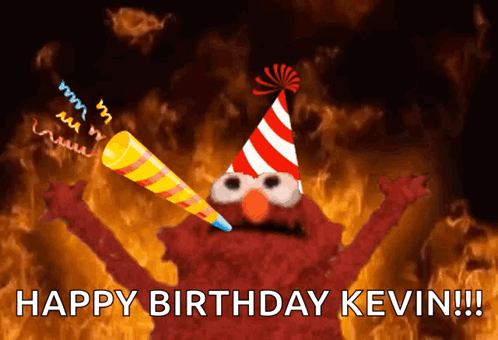 Elmo Fire Happy Birthday Kevin GIF