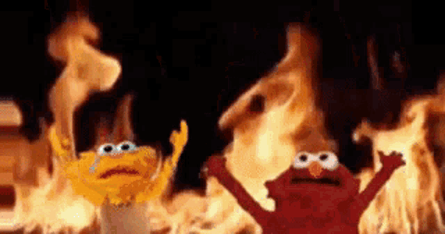 Elmo Fire Muppet Snail Hell GIF