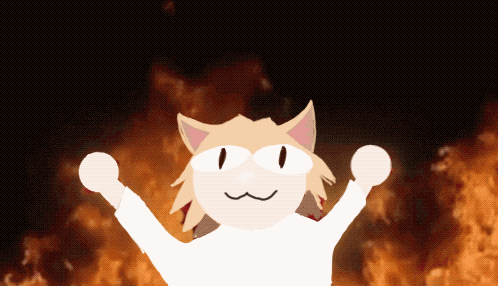 Elmo Fire White Happy Cat GIF