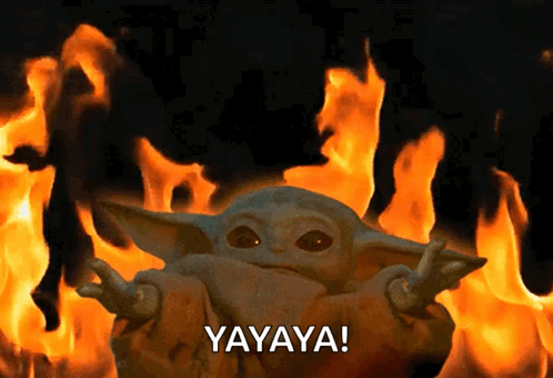 Elmo Fire Young Jedi Master Yoda Yayayya GIF