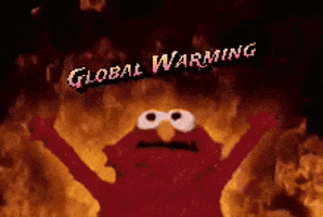 Elmo From Sesame Street Is On Fire With The Words Global Warming Below Him GIF