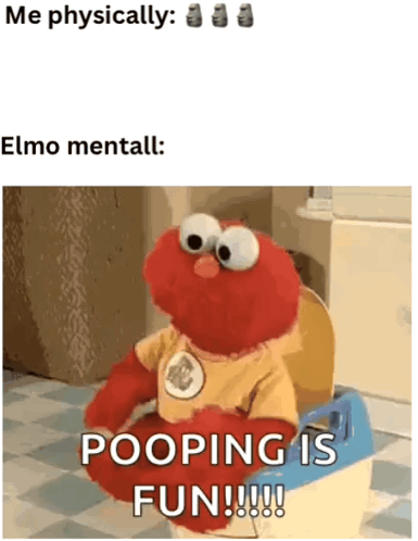 Elmo From Sesame Street Is Sitting On A Potty And Saying Pooping Is Fun ! GIF
