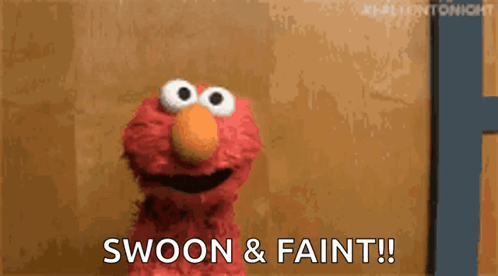 Elmo From Sesame Street Is Smiling And Saying Swoon And Faint ! GIF