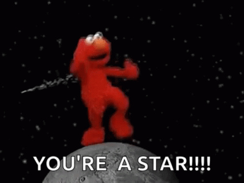 Elmo From Sesame Street Standing On Rock In Space GIF