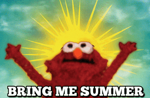 Elmo From Sesame Street With The Sun Behind Him And The Words Bring Me Summer GIF