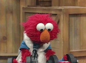 Elmo Holding Dumbbells
