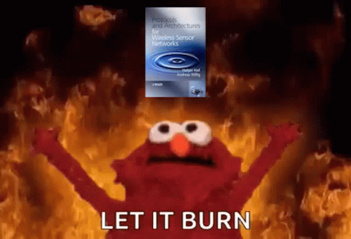 Elmo Is Standing In Front Of A Book Titled Protocols And Architectures For Wireless Sensor Networks GIF