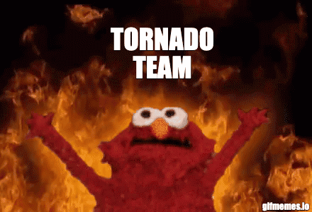 Elmo Is Surrounded By Flames And The Words Tornado Team GIF