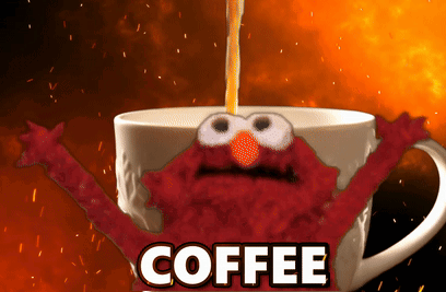 Elmo Pouring Coffee Into Cup