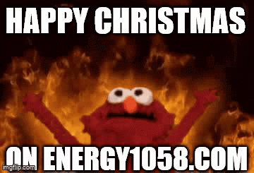 Elmo Says Happy Christmas On Energy1058.com Burning Background GIF