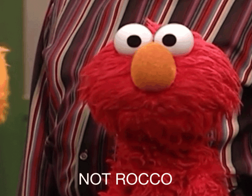 Elmo Says Not Rocco With Man In Striped Shirt GIF