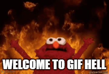 Elmo Says Welcome To Gif Hell In Front Of A Fire GIF