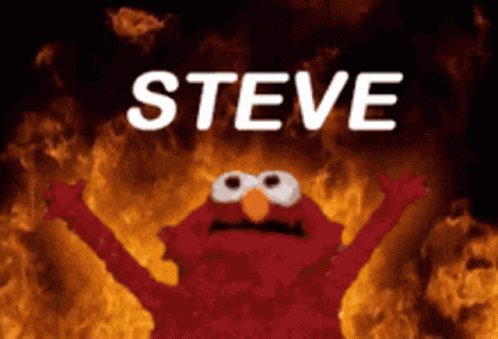 Elmo Standing In Front Of Fire Saying Steve GIF