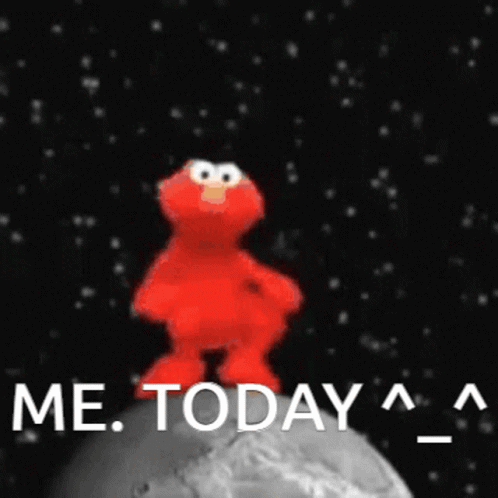 Elmo Standing on Rock Saying Me Today