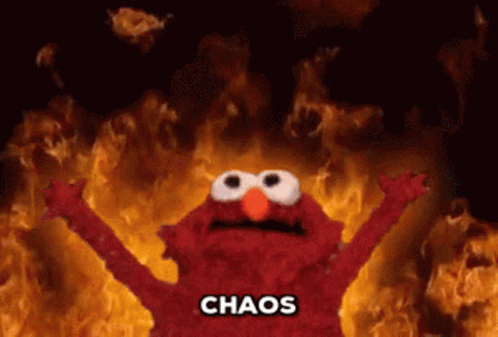 Elmo Surrounded by Flames Chaos