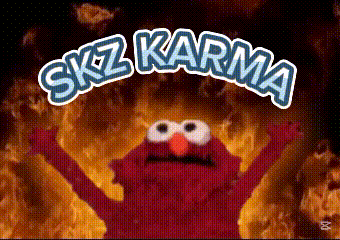 Elmo Surrounded by Flames SKZ Karma