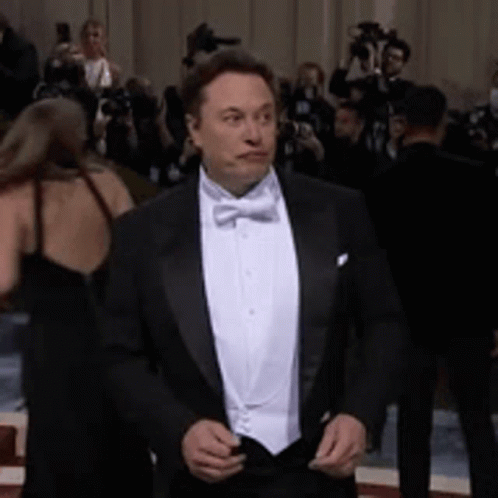 Elon Musk Wacky Annoyed Face Red Carpet GIF