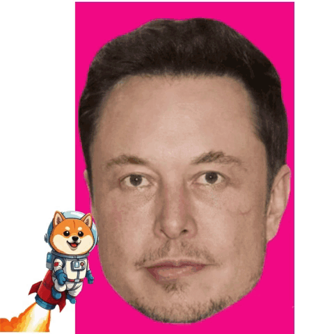 Elon Musk Beside Cartoon Space Dog