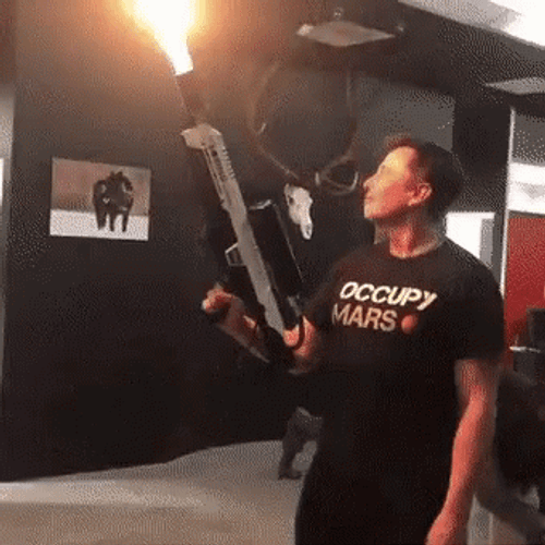 Elon Musk Firing Flame Thrower GIF