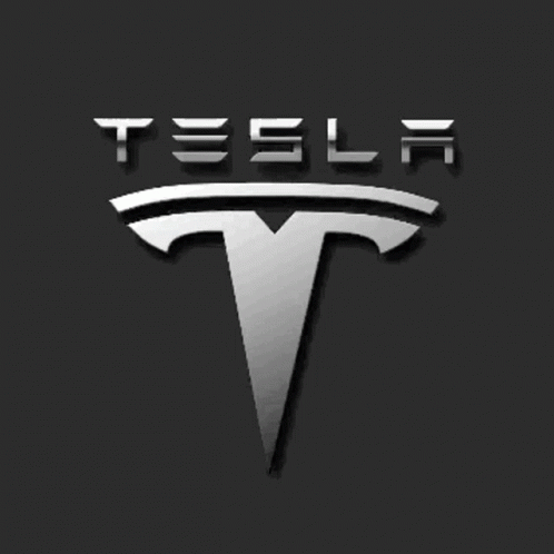 Elon Musk Is Smiling In Front Of A Tesla Logo GIF