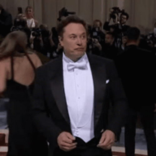 Elon Musk Wacky Annoyed Face Red Carpet GIF
