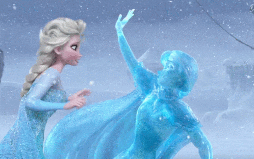 Elsa And Anna Are Touching Each Other In The Snow GIF