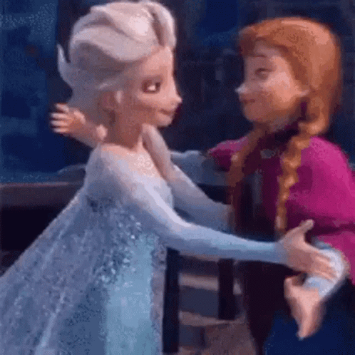 Elsa And Anna From Frozen Are Hugging Each Other In A Scene From The Movie . GIF