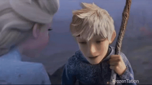 Elsa And Jack Frost Are Looking At Each Other In A Frozen 2 Scene . GIF