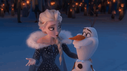 Elsa And Olaf Looking At Each Other GIF