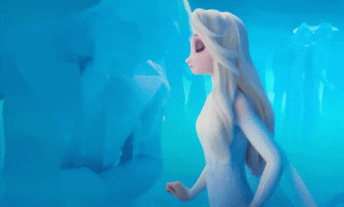 Elsa From Frozen Standing In Water With Arms Outstretched GIF