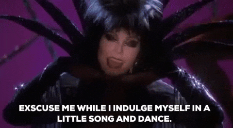 Elvira Wearing A Unique Outfit GIF