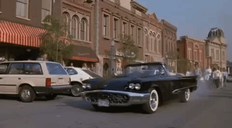 Elvira With Her Car Getting Broken GIF