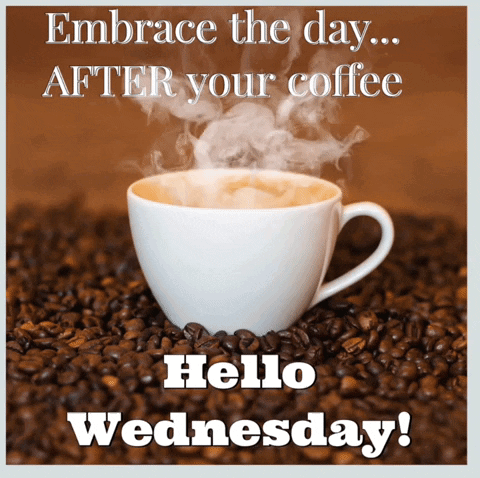 Embrace Day Hello Wednesday Coffee Cup On Beans GIF