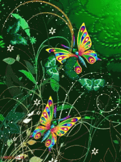 Emerald Green Butterflies Charm GIF