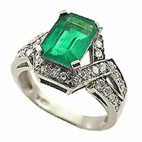 Emerald Ring With Diamonds GIF
