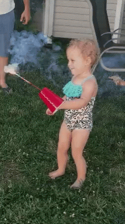 Emma Baby Holding Fireworks Firecracker GIF