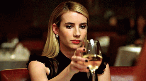 Emma Roberts Toss Wine GIF