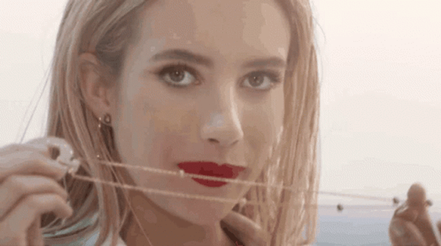 Emma Roberts Biting Necklace  GIF