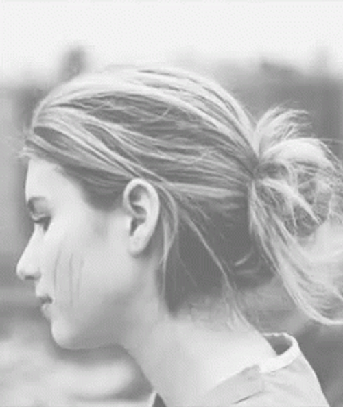 Emma Roberts Black And White Tongue Out GIF