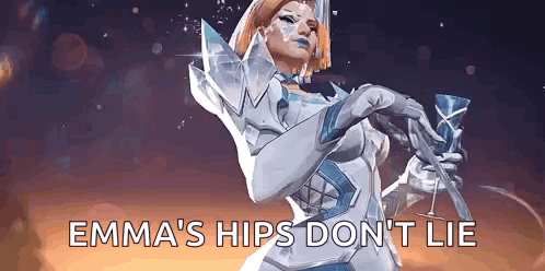 Emma 'S Hips Do N't Lie Is A Video Game Character Holding A Glass Of Wine . GIF