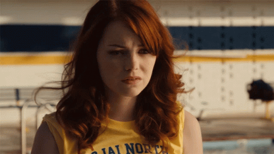 Emma Stone Dismayed Shaking Head GIF