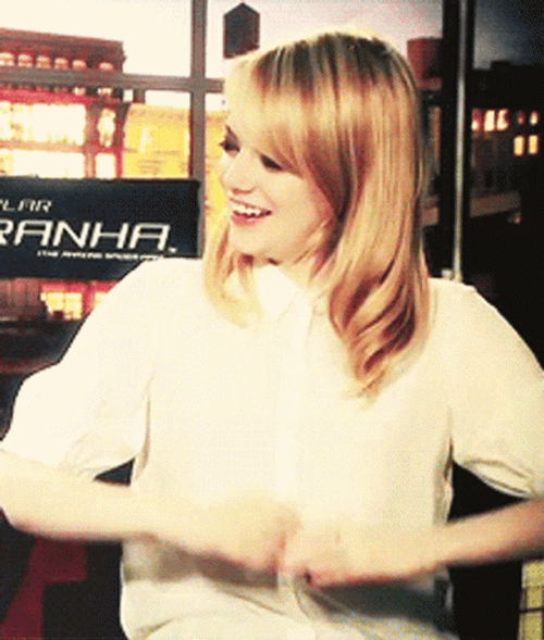 Emma Stone Hand Heart Gesture GIF