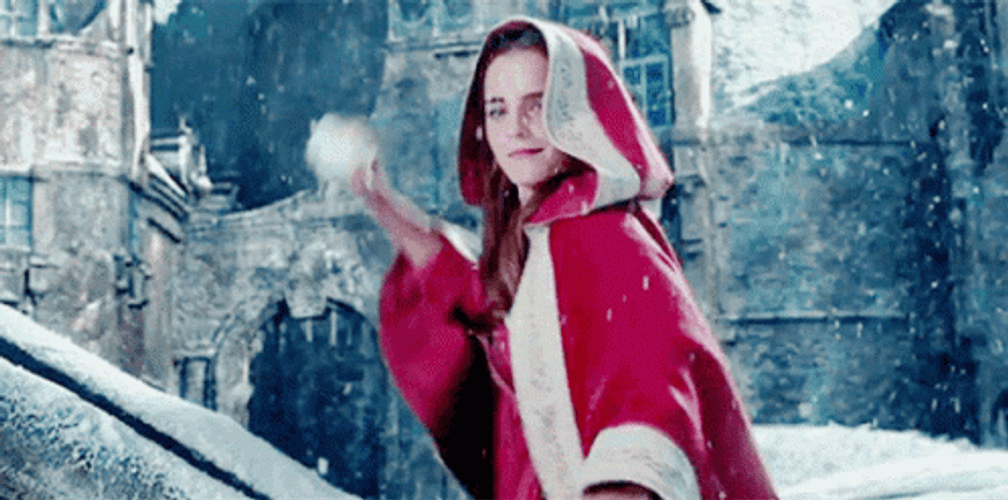 Emma Watson Throwing Snowball GIF