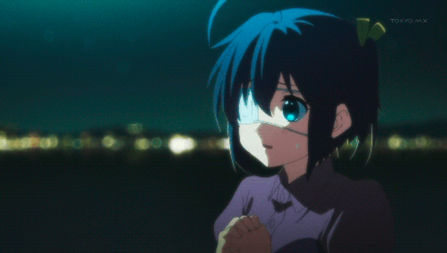 Emotional Rikka Takanashi At Night GIF