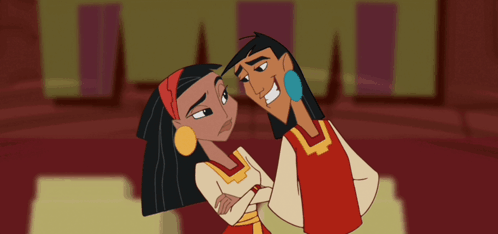 Emperor's New Groove Kuzco And Malina Staring GIF