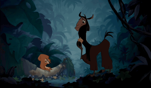 Emperor's New Groove Llama Hitting Squirrel GIF