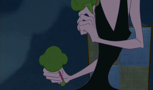Emperor's New Groove Yzma Holding Broccoli GIF